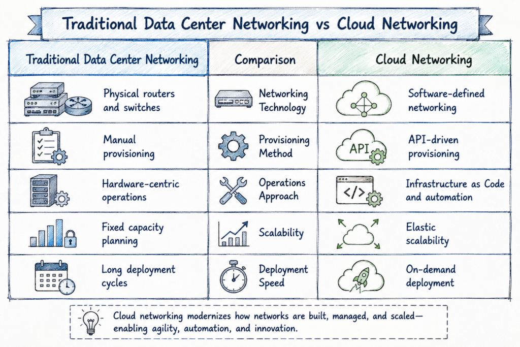 Traditional vs cloud networking comparison